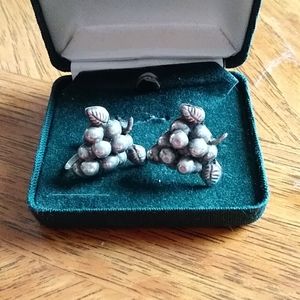Vintage silver grape screwback earrings